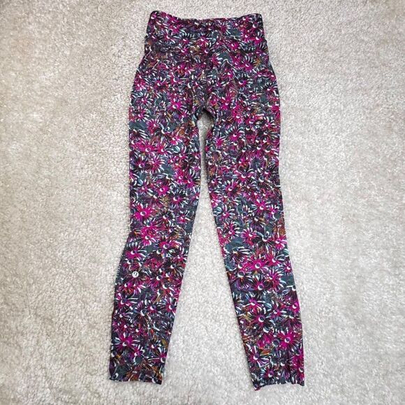 Lululemon Base Pace High Rise Floral Tight Legging Pink Purple - Picture 3 of 11